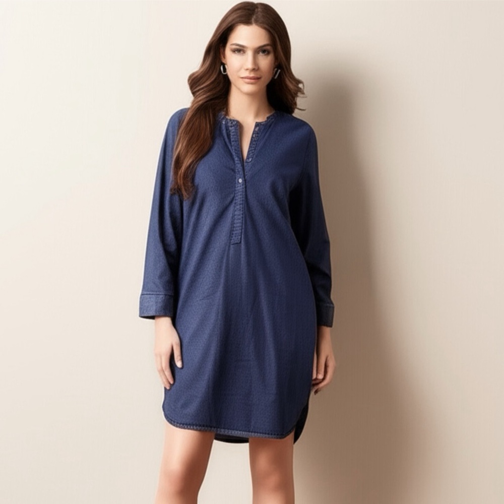 Universal Standard Hannah Denim Shirt Dress Plus 14/16 S Indigo Coastal Western